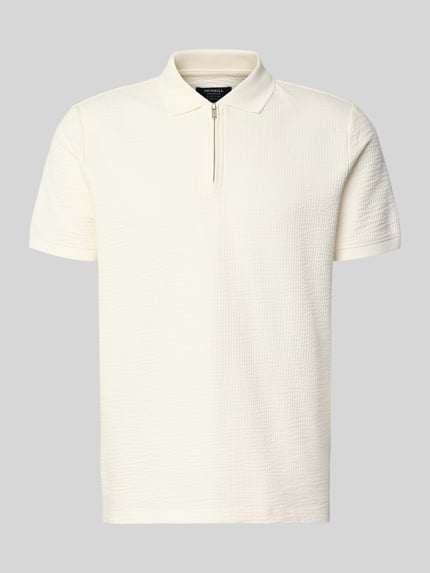 Produktfoto, Regular Fit Poloshirt mit Strukturmuster von MCNEAL in Offwhite, Kurzärmelig, Reißverschluss, elastischer Baumwoll-Mix