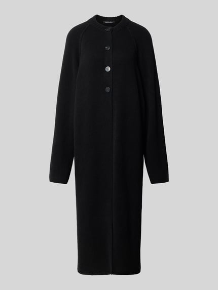Produktfoto, Funktionsjacke mit einreihiger Knopfleiste von black palms in melange Optik, strukturierte Longline-Form, dunkel, Strickmaterial