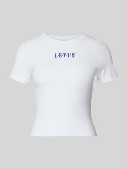 Productfoto, T-Shirt met Label-Stitching van Levi's®, wit, pure katoen, slim fit, ronde hals, ruglengte maat S 42 cm