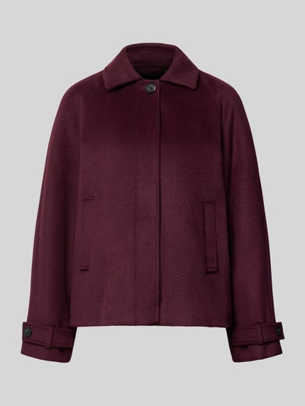 Produktfoto, Jacke mit Woll-Anteil von Christian Berg Woman Selection w kolorze bordowym, Mieszanka materiałów, wpuszczane kieszenie, guziki, patki przy mankietach, Prosty krój