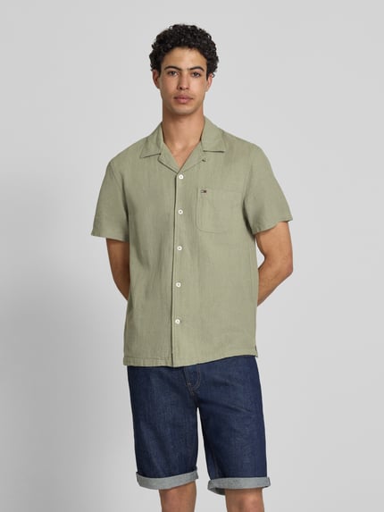 Tommy Jeans Regular Fit Freizeithemd aus Leinen-Baumwoll-Mix Oliv 4