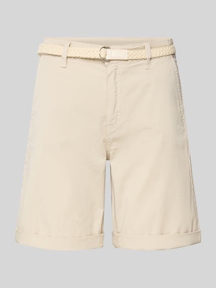 Produktfoto, korte chino Chino-Shorts mit riem van MAC in beige, mix van katoen en elastaan, regular fit, steekzakken, bandwijdte maat 36: 40 cm, binnenbeenlengte maat 36: 20 cm