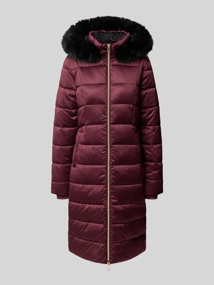 Christian Berg Woman Selection Regular Fit Steppmantel aus reiner Baumwolle mit Kunstfellkragen Pflaume 1