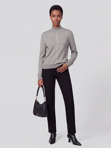 Calvin Klein Womenswear Pullover aus Wolle mit Kontrastnaht Beige Melange 1