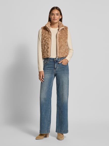 monari Gilet van imitatiebont met tweewegsritssluiting Lichtbruin - 1
