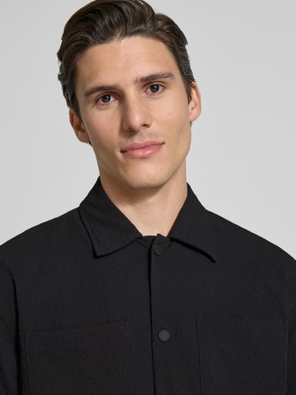 Jake*s Studio Men Regular Fit Freizeithemd mit Strukturmuster Black 3