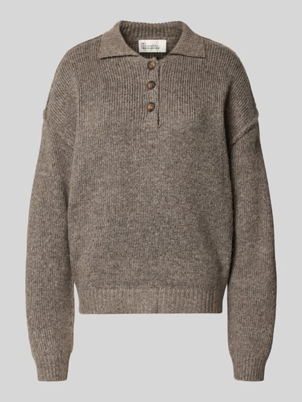 My Essential Wardrobe Oversized gebreide pullover met polokraag, model 'Paloma' Lichtblauw gemêleerd - 2
