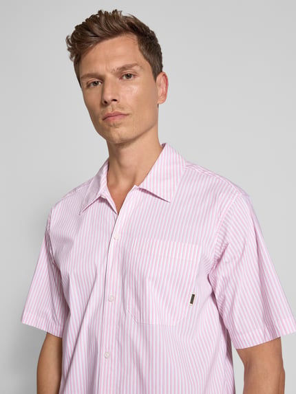 WOODBIRD Regular fit vrijetijdsoverhemd met borstzak en labeldetail Felroze - 3