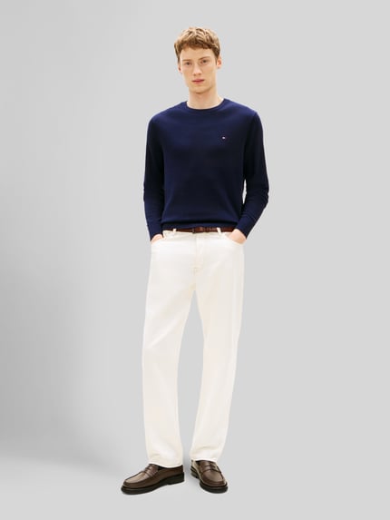 Tommy Hilfiger Sweter o kroju regular fit z mieszanki bawełny i kaszmiru Granatowy 1