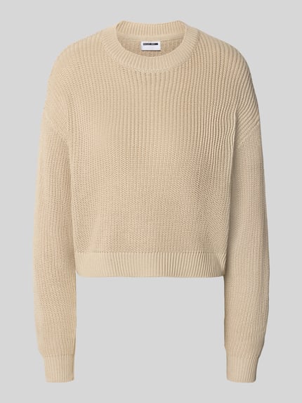 Productfoto, Relaxed Fit Pullover aus Baumwoll-Mix Modell 'Maysa' van NOISY MAY®, beige, grof gebreide textuur, ronde hals, dames pullover