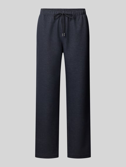 Produktfoto, Straight Fit Stoffhose aus elastischem Viskose-Mix von GUESS, Modell 'DRIFTER', dunkle Farbe, Tunnelzugbund, glatte Textur