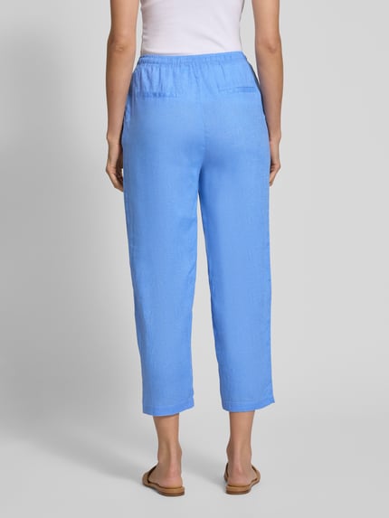 MANGO Leinenhose mit elastischem Bund Rauchblau 5