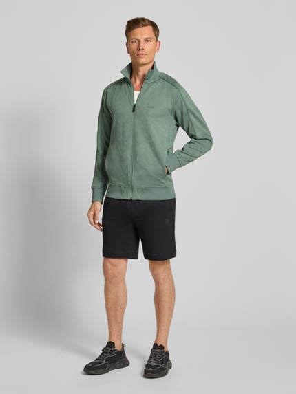 BOSS Green Regular Fit Sweatjacke mit Strukturmuster Modell 'MIRROR' Lind 1
