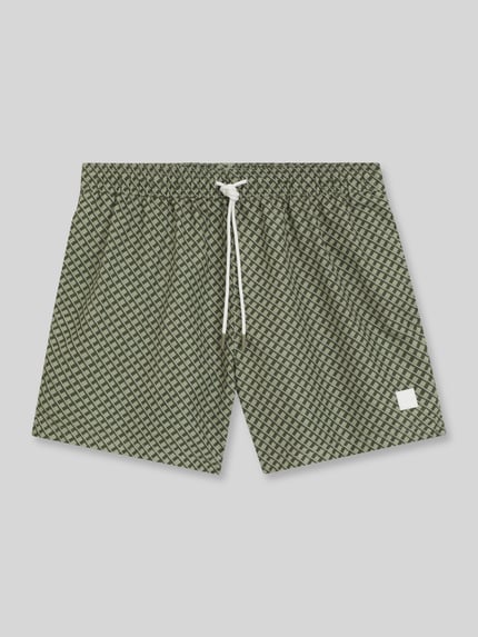 BOSS Regular Fit Badeshorts mit Logo-Patch Modell 'VIBE' Beige 1