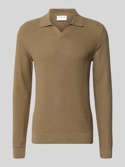 Lindbergh Gebreide pullover met structuurmotief en platte kraag Camel - 2