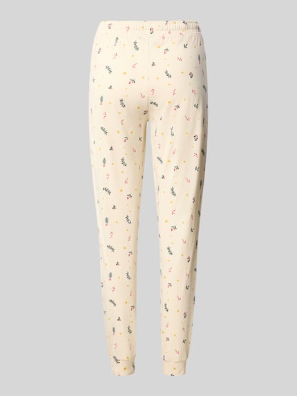 Jake*s Casual Slim Fit Pyjama-Hose aus reiner Baumwolle Ecru 3