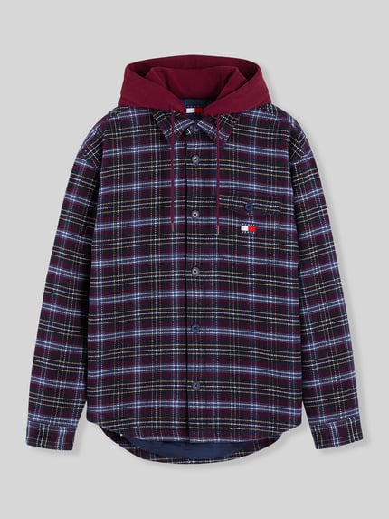 Tommy Jeans Regular Fit Hemdjacke aus Baumwoll-Mix Bordeaux 2