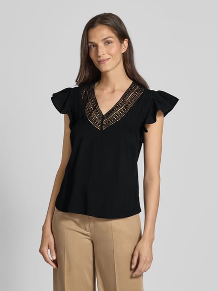 Lauren Ralph Lauren T-shirt z rękawami z falbaną Czarny 4