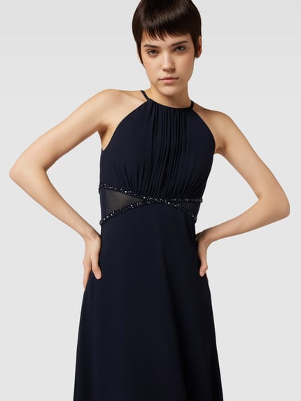 Jake*s Cocktail Abendkleid mit Neckholder und Ziersteinbesatz Marine Melange 3