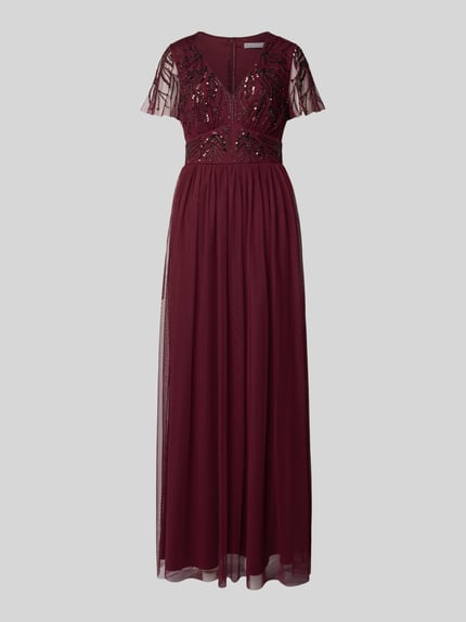 Christian Berg Cocktail Abendkleid mit Paillettenbesatz Kirsche Melange 2