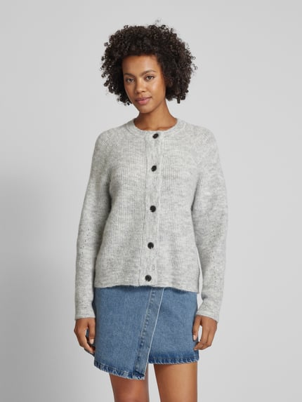 Selected Regular Fit Cardigan aus Woll-Mix mit Alpaka-Anteil Modell 'LULU' Hellgrau Melange 4