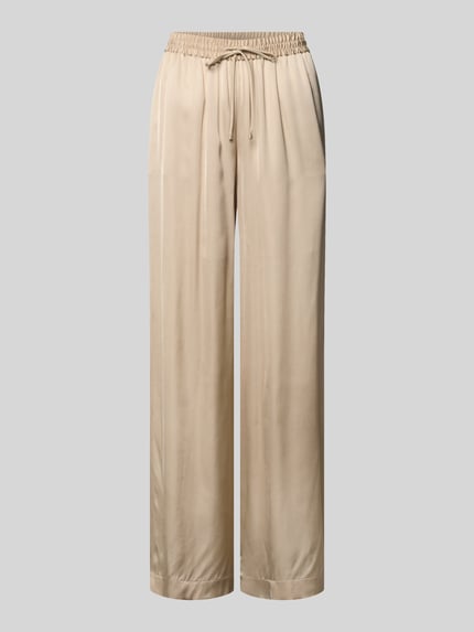 Produktfoto, Regular Fit Wide Leg Hose aus reiner Viskose Modell 'TALIA' von BOSS Orange, Optik: Unifarben, Relaxed-Fit, Satin, Label-Applikation, Tunnelzug, Bundabschluss: elastisch, seitliche Eingrifftaschen, Materialverarbeitung: Viskose