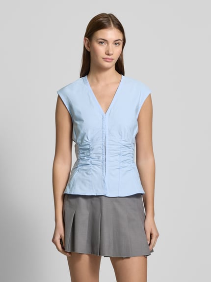 Weekday Blousetop van puur katoen, model 'Alec' Lichtblauw - 4