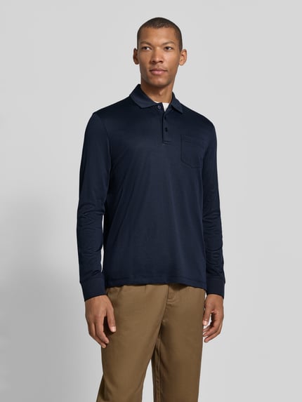 bugatti Regular Fit Poloshirt aus Baumwoll-Mix mit Brusttasche Marine 4