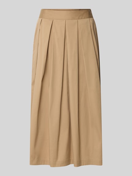 Produktfoto, Midirock mit Eingrifftaschen Modell 'KYLIE' von 0039 Italy in Beige, A-Linie, Baumwoll-Mix mit Stretch, glatte Oberfläche