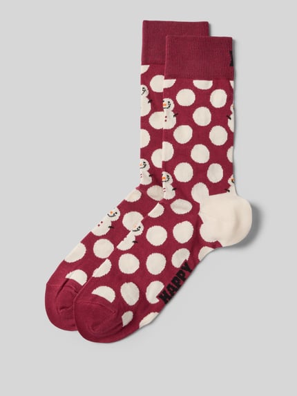 Happy Socks Skarpety z nadrukiem z logo Bordowy 1
