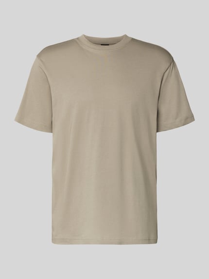 Produktfoto, T-Shirt aus Baumwolle mit Rundhalsausschnitt von G-Star Raw in Beige, Regular Fit, glatte Textur, Herrenmodell, Rückenlänge 70 cm.
