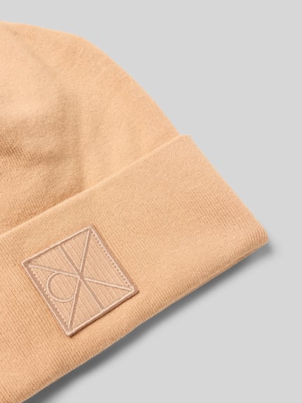 CK Calvin Klein Mütze aus Viskose-Mix mit Logo-Patch Modell 'Bea' Cognac 2
