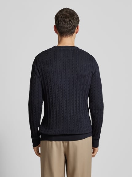 Lindbergh Gebreide pullover met ribboorden Donkerblauw - 5