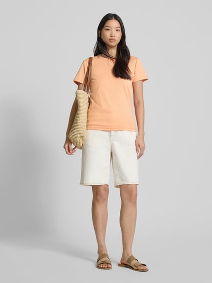 OPUS T-Shirt mit geripptem Rundhalsausschnitt Modell 'Samun' Orange 1
