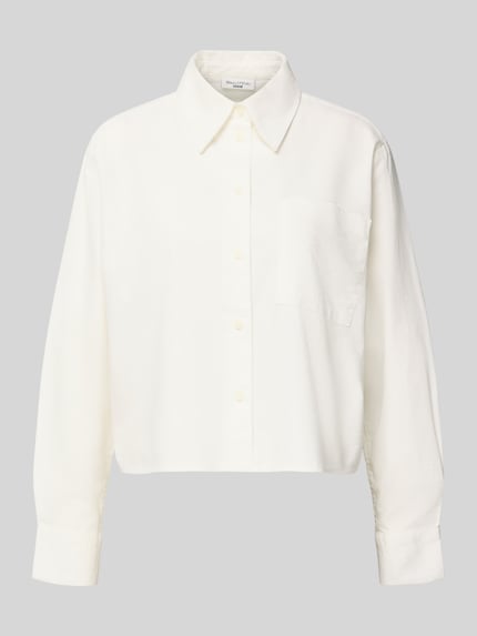Produktfoto, Boxy Fit Hemdbluse aus reiner Baumwolle von Marc O'Polo, Optik: Unifarben, Brusttasche, Knopfleiste, Hemdblusenkragen, Langarm, Manschette