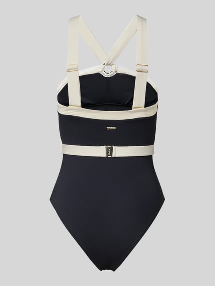 Produktfoto, kostium kąpielowy z mieszanki materiałów z dodatkiem streczu, dopasowany krój, tasiemka w talii, szerokie ramiączka, model 'Blanca Beach' od JOOP! Collection