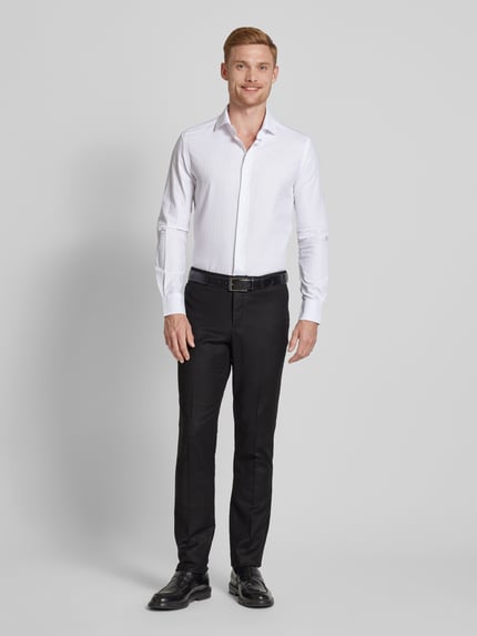 Emporio Armani Slim Fit Stoffhose mit Bügelfalten Anthrazit 1