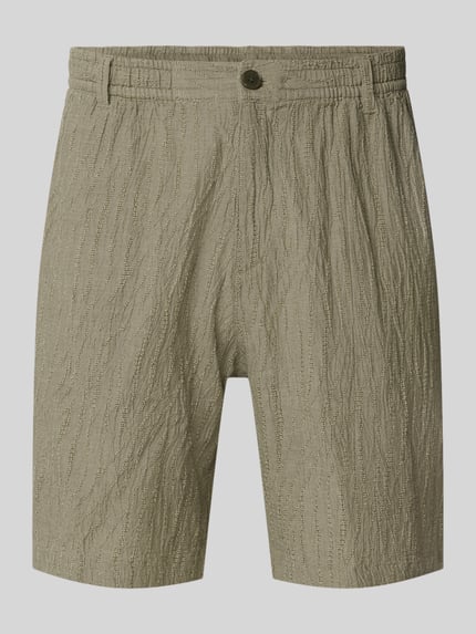 Produktfoto, Shorts mit Strukturmuster Modell 'BILL' von Jack & Jones Premium aus Baumwoll-Mix mit Stretch-Anteil, beige, sichtbare Struktur.