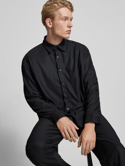 ONLY & SONS Relaxed fit overhemdjack met plissévouwen, model 'KARI' Zwart - 3