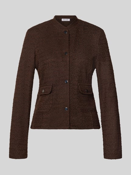 Produktfoto, Blazer mit Viskose-Anteil in Bouclé-Optik von MORE, braune Farbe, strukturierte Oberfläche, aufgesetzte Taschen, taillierte Passform
