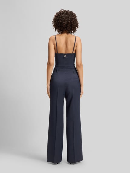HUGO Wide Leg Hose mit Nadelstreifen-Muster Marine 5