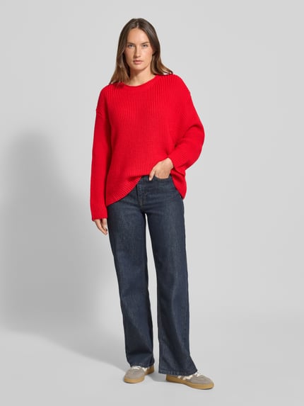 American Vintage Sweter z dzianiny z okrągłym dekoltem model ‘CRASHWAY’ Czerwony 1