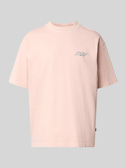 Produktfoto, Regular Fit T-Shirt aus reiner Baumwolle Modell 'SURFWASH' von BOSS Orange in Unifarbe, kurzer Ärmel, Jersey-Struktur, Label Print.