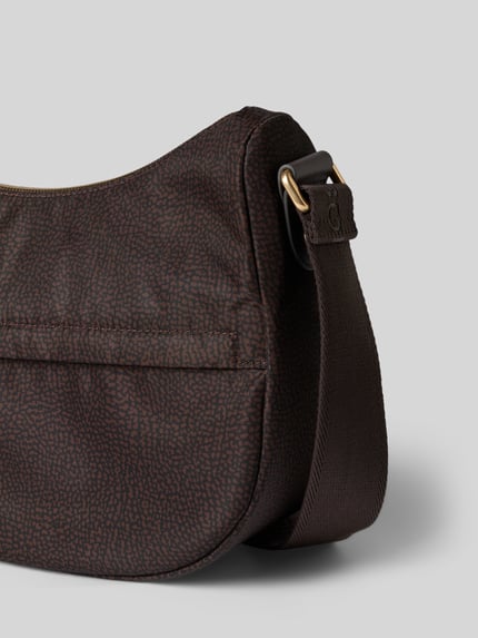 BORBONESE Umhängetasche mit Reißverschlussfach Modell 'SMALL LUNA BAG' Dunkelbraun 2