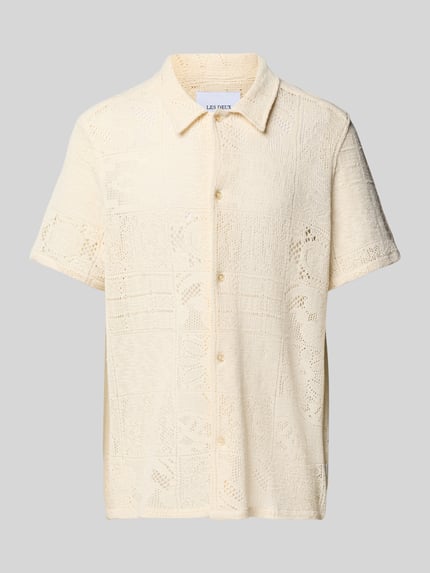 Les Deux Regular Fit Freizeithemd mit Lochstickerei Modell 'Hector' Offwhite 2