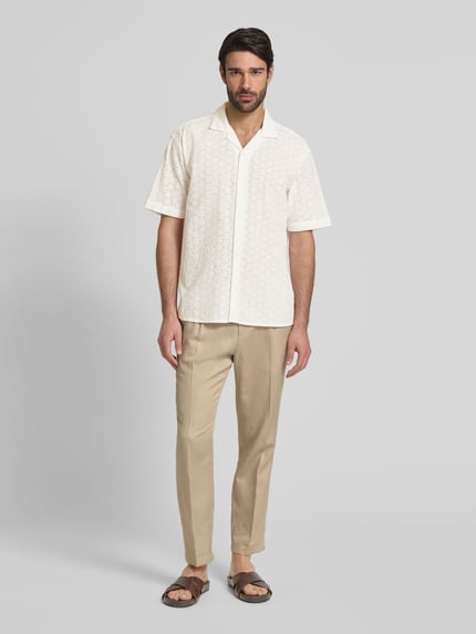 MCNEAL Regular fit vrijetijdsoverhemd met broderie anglaise Offwhite - 1