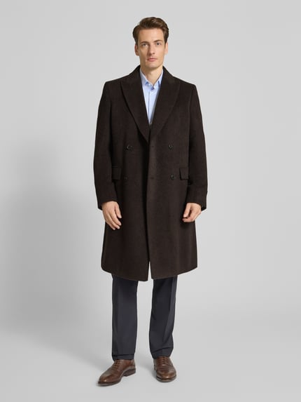 BOSS Regular Fit Wollmantel aus Alpaka-Mix Modell 'HYDE-DB-PEAK-254' Dunkelbraun 1