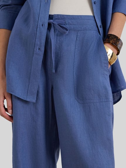 Lauren Ralph Lauren regular fit wijdte broek van puur linnen Lichtblauw - 3