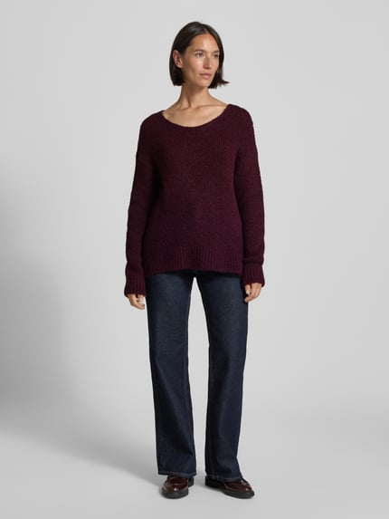 Milano Italy Loose Fit Strickpullover mit Woll-Alpaka-Anteil Bordeaux 1