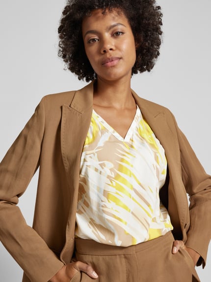 COMMA Blouse met V-hals Geel - 3